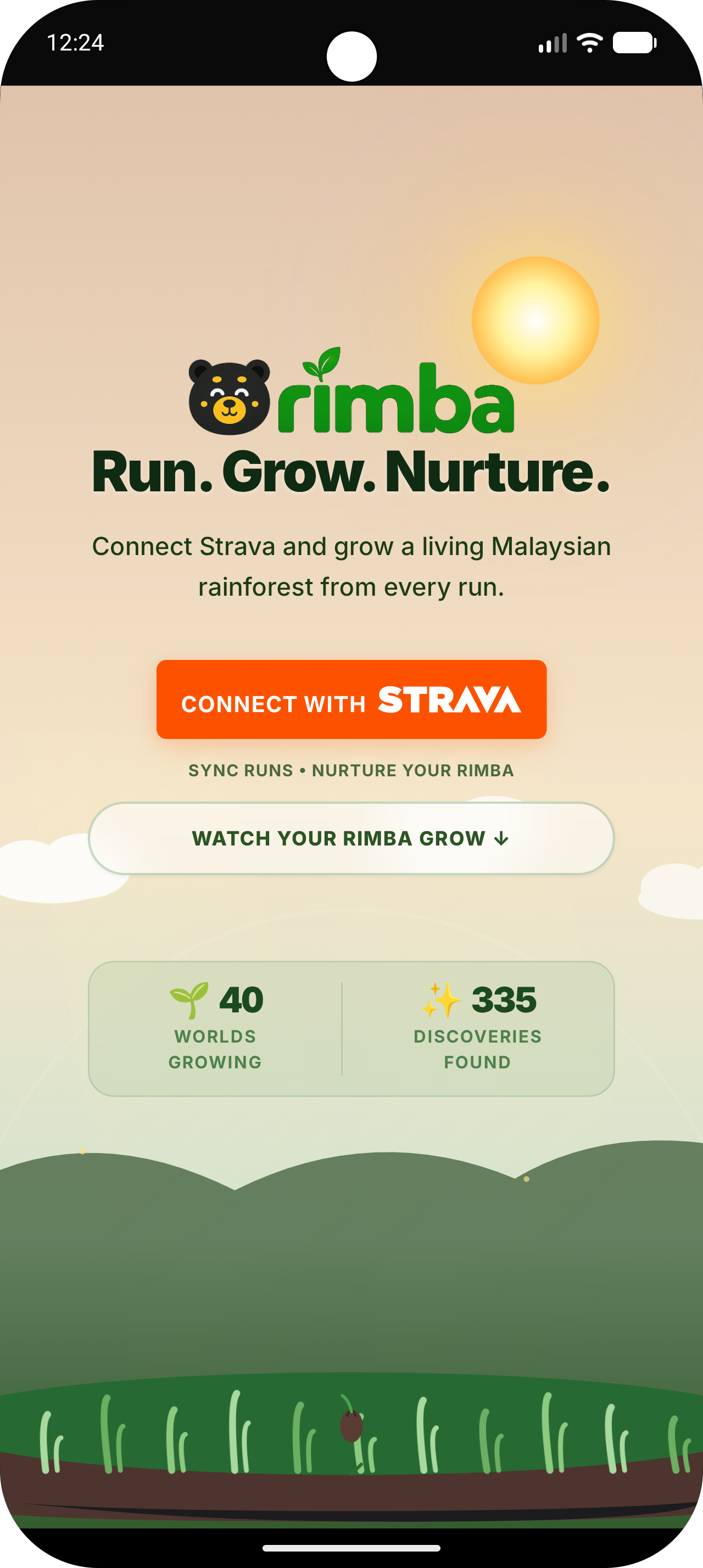 Rimba app — Run. Grow. Nurture.