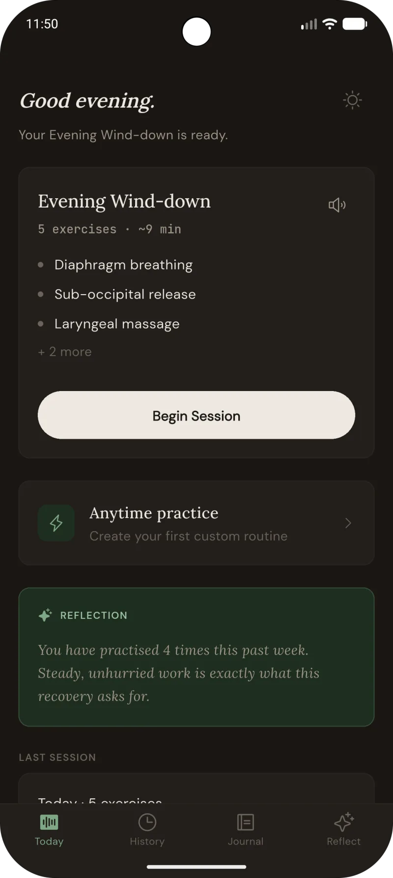 Vocal Rehab Companion — work-in-progress screenshot